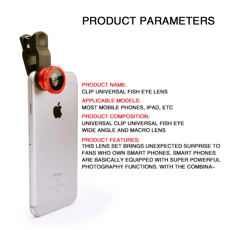 Obiettivo 3 in 1 per cellulare, fisheye, grandangolare, zoom, macro, con clip per iPhone, Huawei, OPPO - immagine 2