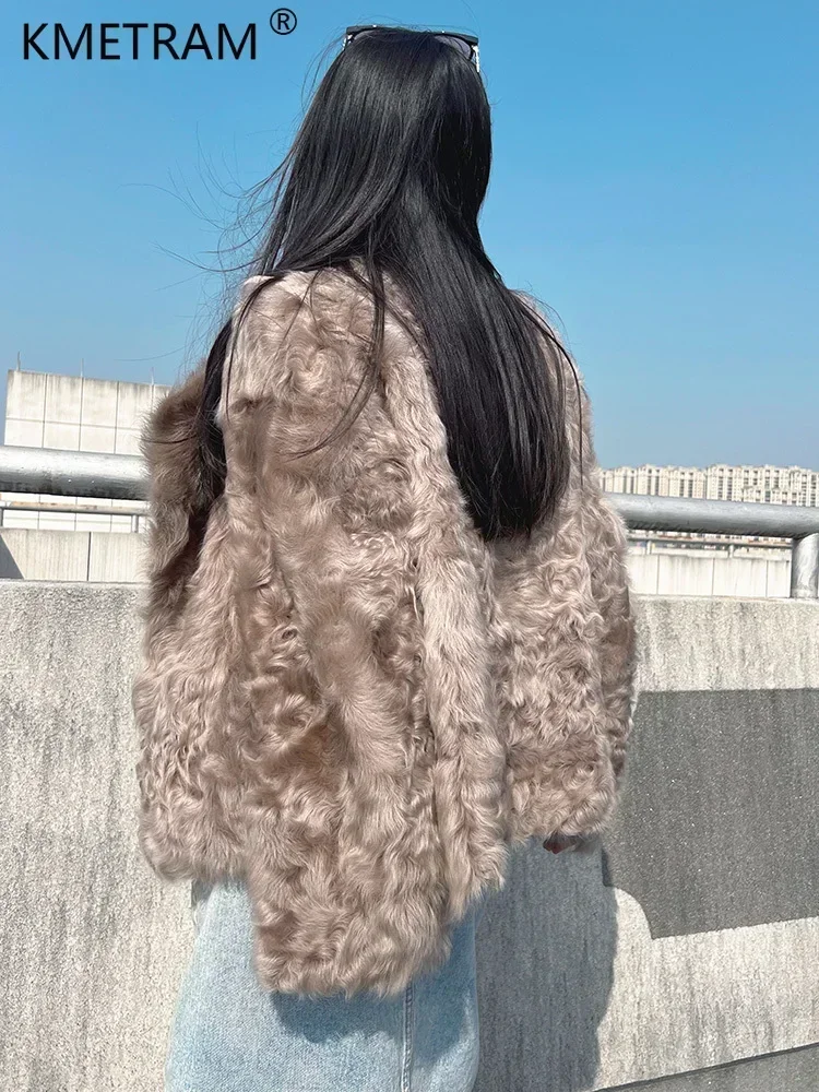Natural Little Lake Sheep Fur Jackets for Women 2024 Real Fur Coat Womens Luxury Winter Fashion Two Sides Wear Leather Jacket