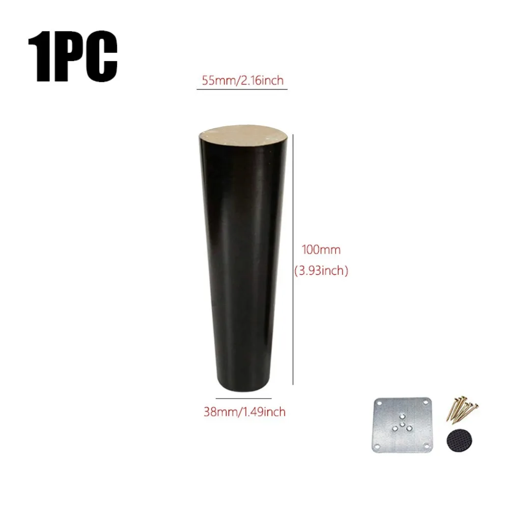 Stylish Solid Wood Conical Furniture Legs with Iron Plate
