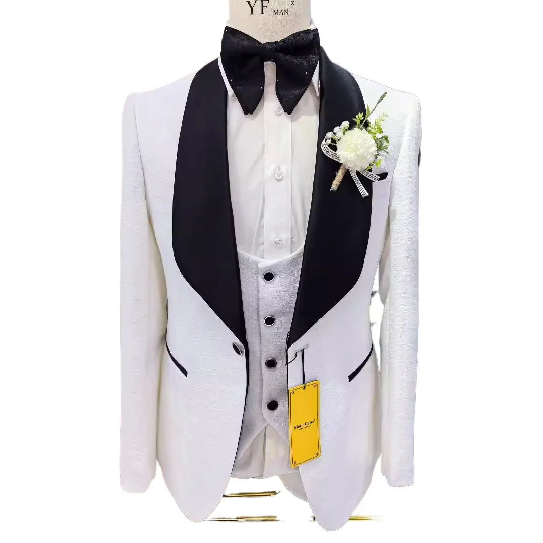 

Man Suit Boutique Cross Border Jacquard Men's Wedding Casual Host Suit 3 Sets 3piss Wedding Suits for Men