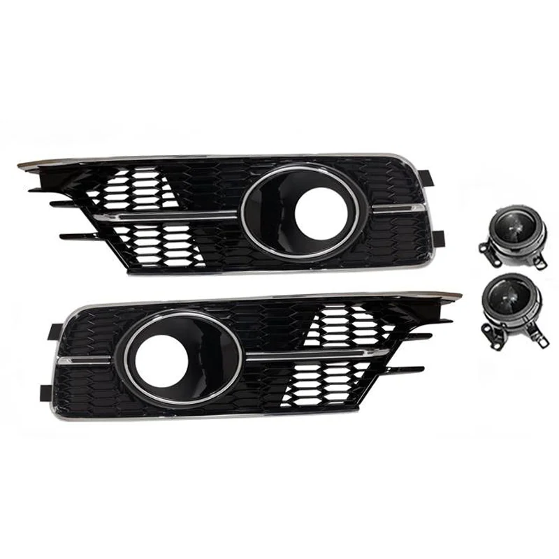 DECHO A pair For Audi A6 S6 Bumper Fog Lamp Grille Car Front Mesh Racing Grille With ACC