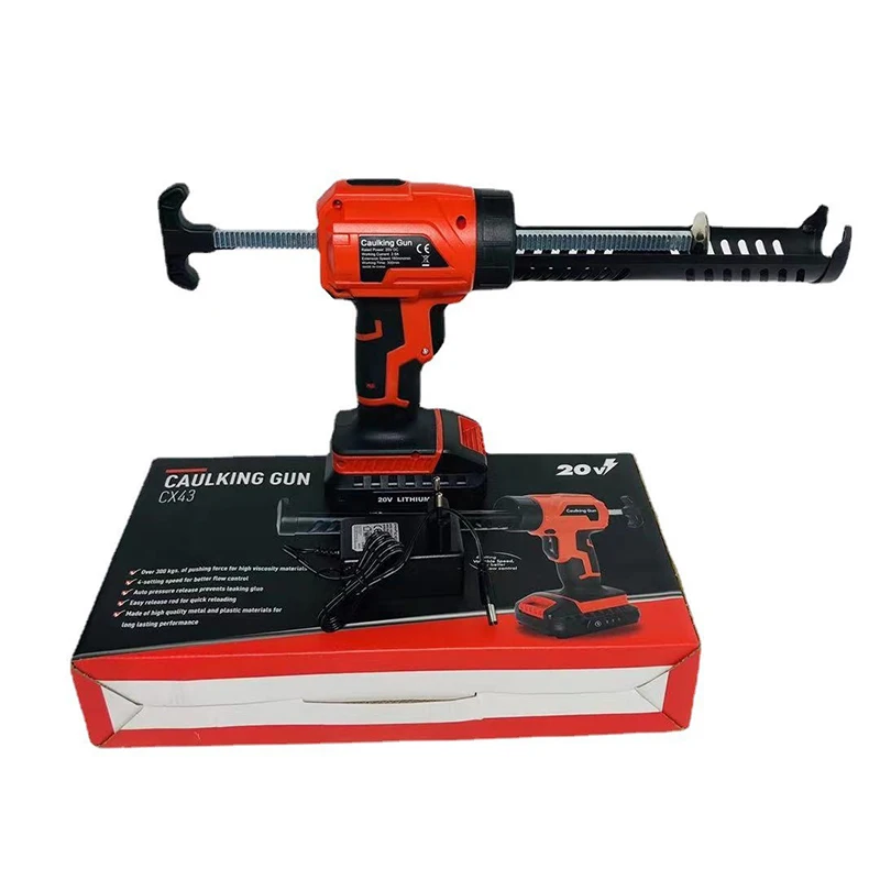 Cordless Electric Caulking Gun 4 Gear Cement Glass Adhesive Glue Seal Sealant Tool Machine with Battery EU Plug Charger