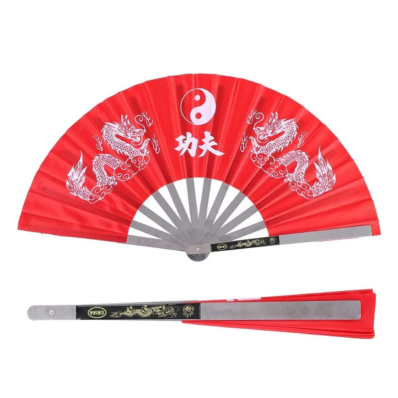 Tai Chi Fan Chinese Kung Fu Tai Chi Fan Martial Arts Dance Folding Fan Stainless Steel Written Kung Fu Chinese Style