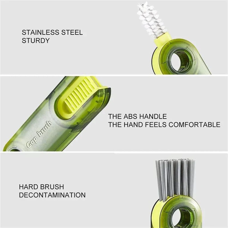 3-in-1 Tiny Bottle Cup Lid Brush Straw Cleaner Tools Multi-functional  Crevice Water Bottle Cleaning Brush Kitchen Gadgets - Temu