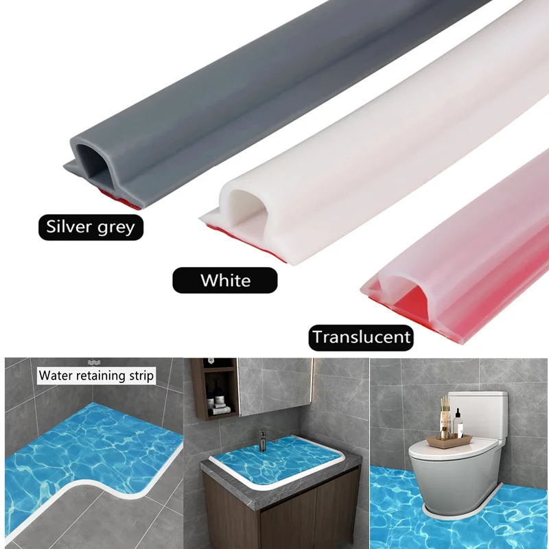 Rubber Bathroom Water Stopper Blocker Silicon Shower Dam Nonslip Dry And Wet Separation Flood