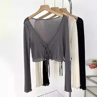 plus Size Ice Silk Me Cardigan Women's Summer Thin Wrap oulder Earlet Top round Ne Long Sve  Color ort Coat