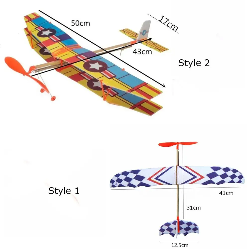 1Pc Random Color Elastic Rubber Airplane Hand Throwing Assembly Plane Model Foam Aircraft Powered Flying Glider Educational Toy 6