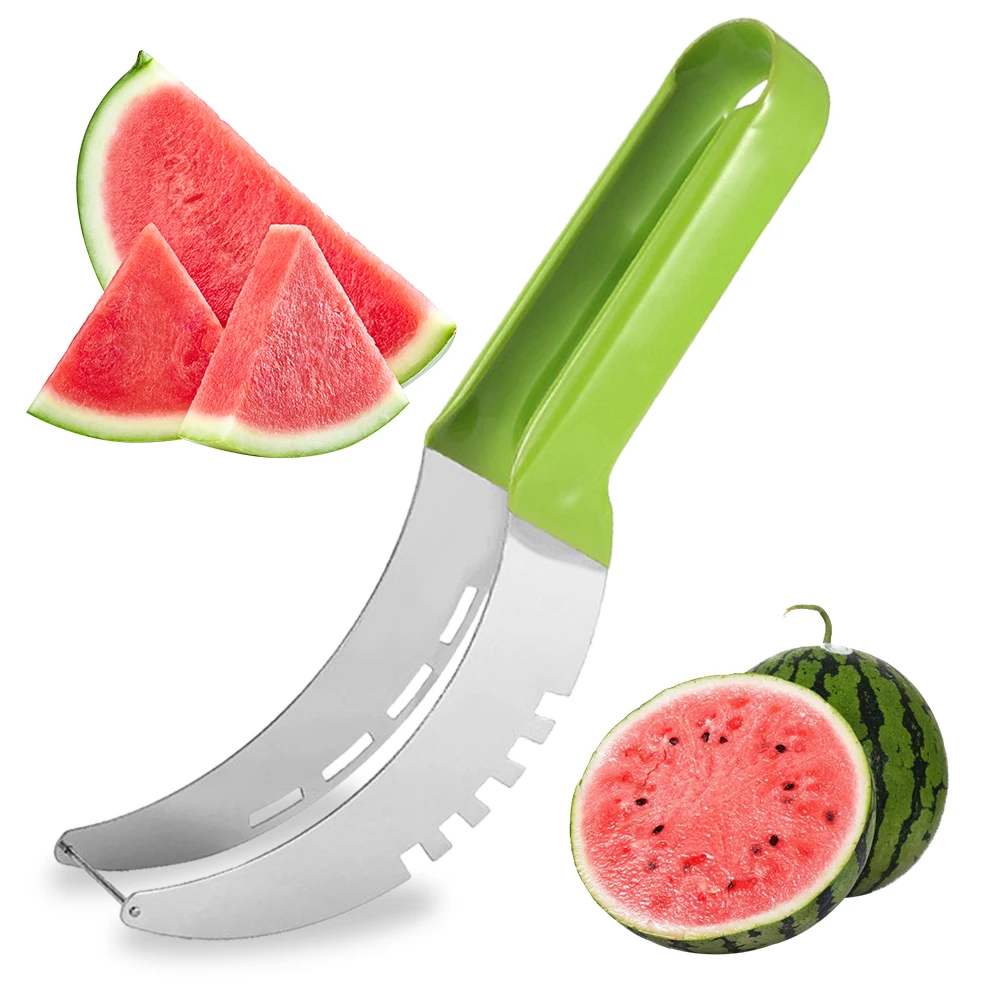 Stainless Steel Watermelon Slicer with Non-Slip Handle Fruit Divider Melon Fruit Slicer Kitchen Gadgets for Pineapple Cantaloupe