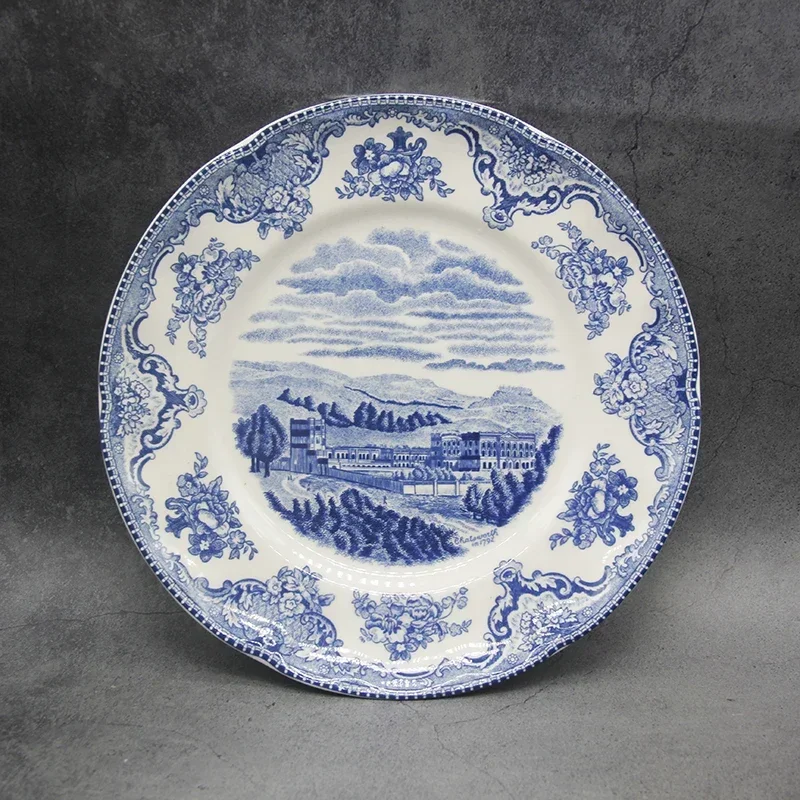 The Blue Britain Castles Dinner Set European Style Dinner Ware Ceramic Breakfast Plate Beef Dishes Dessert Dish Soup Bowl