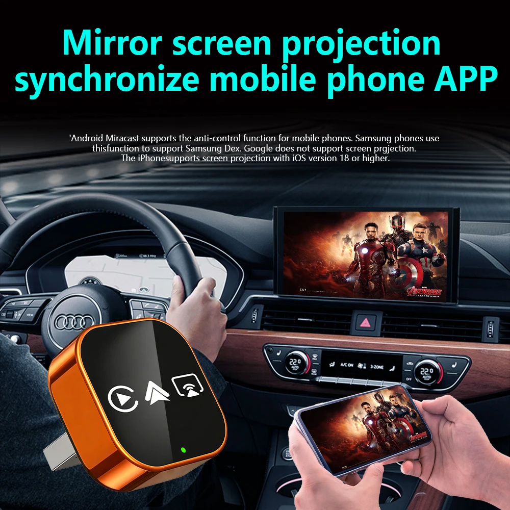 4in1 Carplay Adapter Wireless Android Auto Mirror Link Smart MiNi AI Box USB Plug and Play Auto Connect WiFi 2026