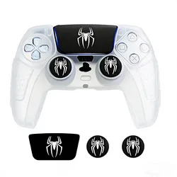 Enhanced Anti - Slip Silicone Grip Cover with Thumb Grips and Touch Pad Sticker (Transparent white)