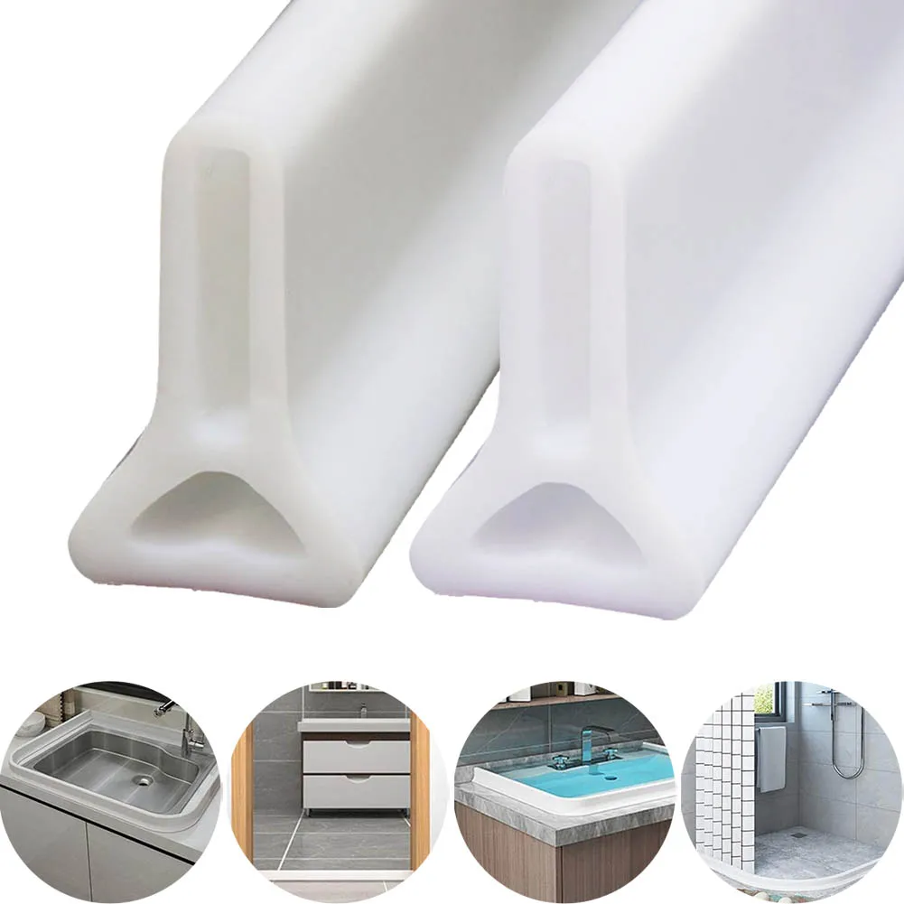 

Silicone Bathroom Water Stopper Strip Toilet Washing Machine Dry Wet Separation Blocker Self-Adhesive Water Retaining Strip