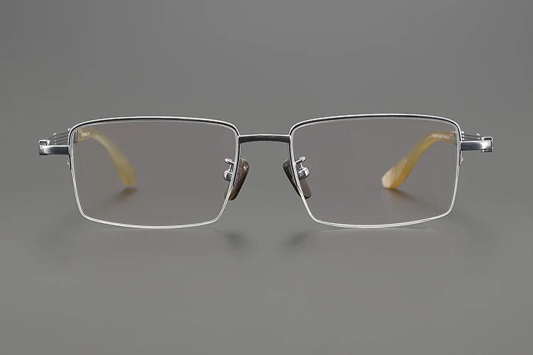 Nobler Unisex Semi Rim Big Square Titanium Eyeglasses with Reflection