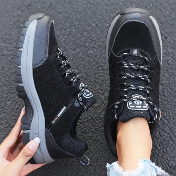 أحذية تسلق الجبال للربيع والخريف موضة المرأة حذاء المشي لمسافات طويلة 2025 مريحة عدم الانزلاق توسيد المشي أحذية رياضية نسائية 5