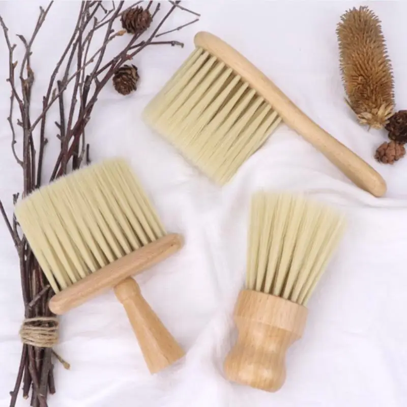 

1PCS Wooden Brush Comb Neck Face Duster Barber Hair Sweeping Cutting Styling Tools