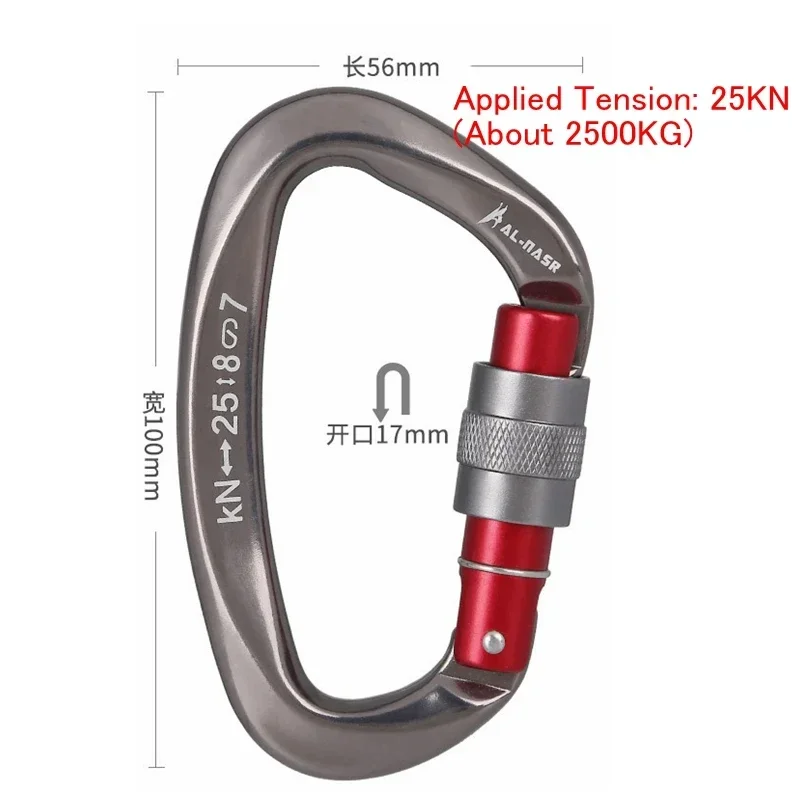 climbing carabiner 12/25KN Professional Safety D Shape Key Hooks Aluminum Security Master Lock Outdoor Ascend Camping Tools