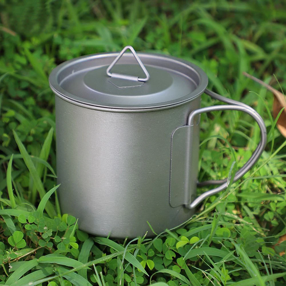 Camping Mug Titanium Cup Tourist Tableware Picnic Utensils Outdoor