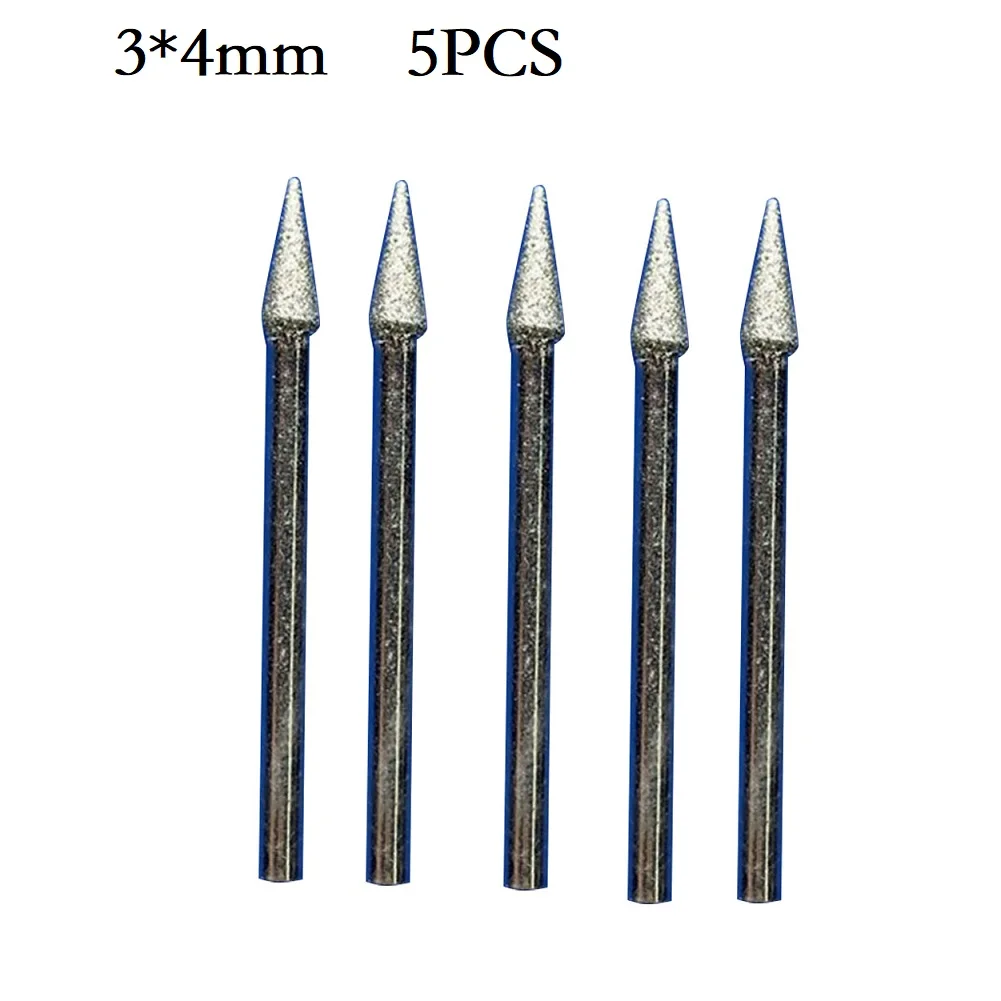 

5pcs 3mm Shank Mounting Point Grinding Head For Stone Jade Carving Tool Triangular Conical Grinding Head Abrasive Power Tools