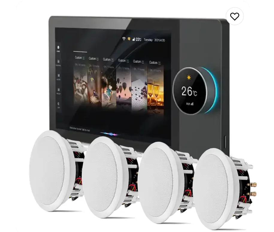 4-way Speakers Multi-functional Tuya Android 8 Inch Central Control Panel with Music Background Not Including Wired Speakers