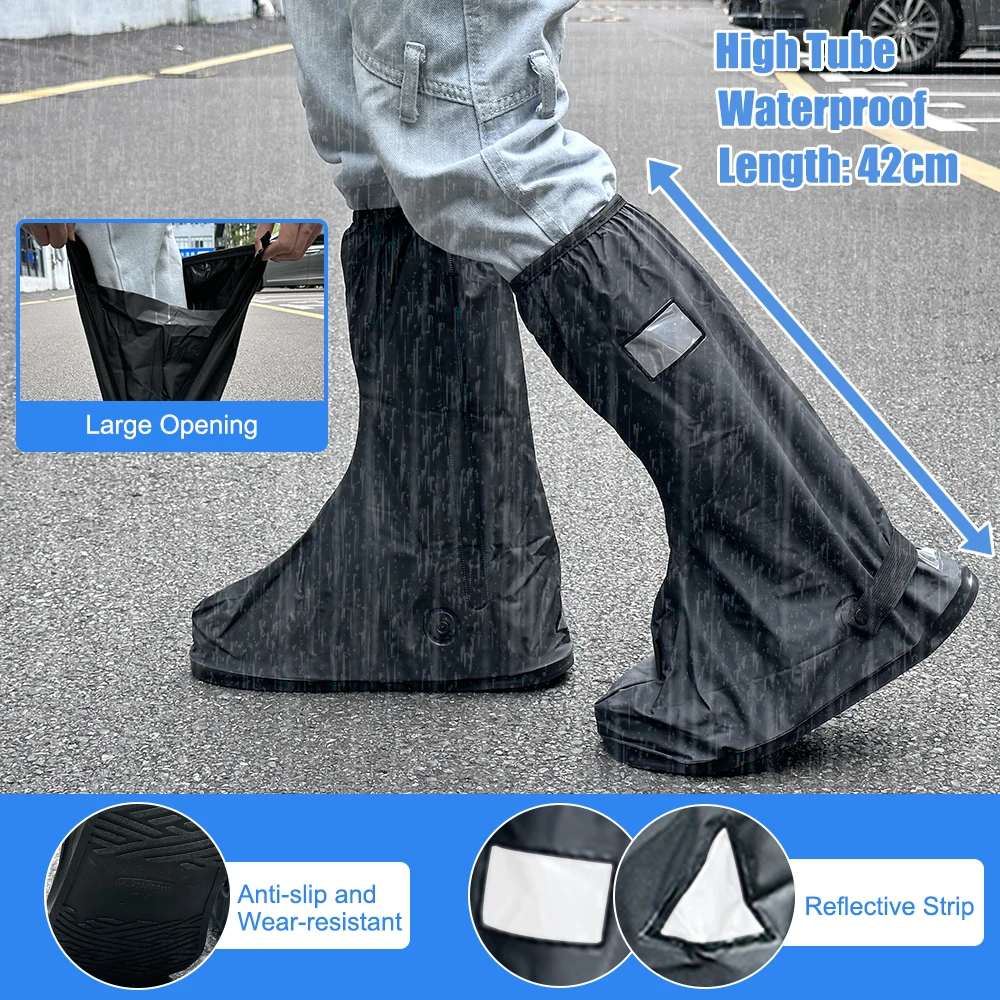 

Waterproof With Reflective Strips Motorcycle Boots Shoe Covers For Rainy Snowy Day Bicycle Shoes Protectors