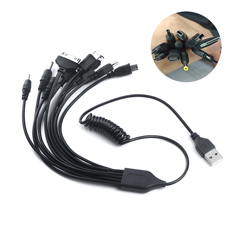 모바일 핸드폰 충전기 멀티 10 in 1 범용 다기능 휴대폰 게임 USB 충전 케이블 충전기