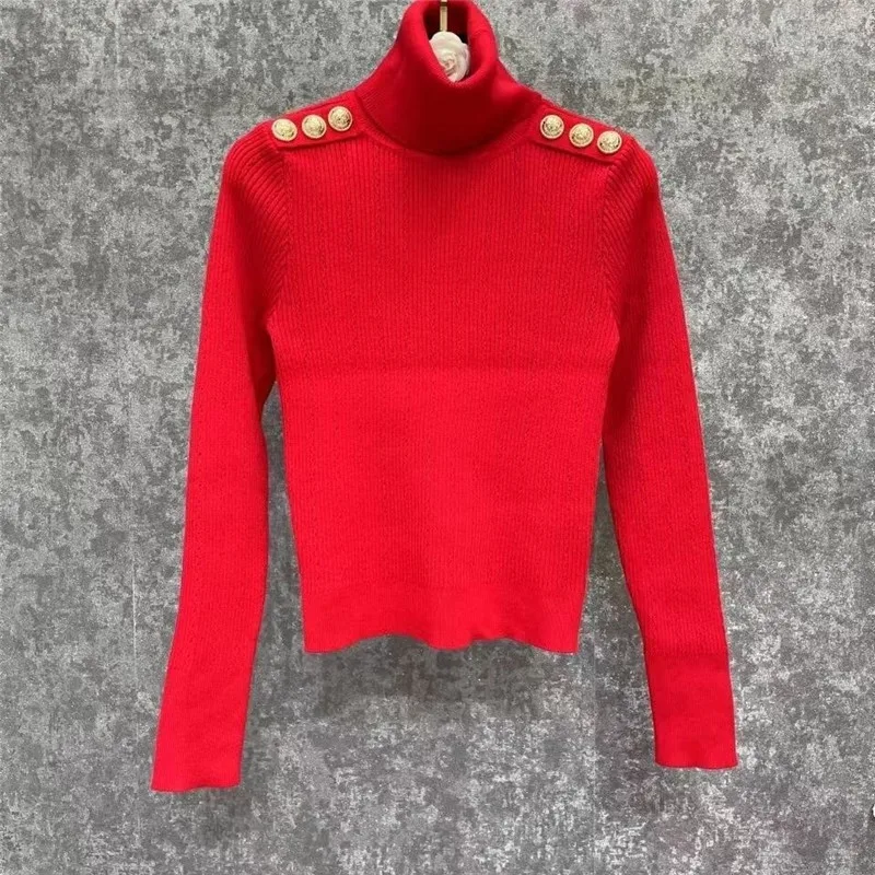 

Демисезонный брендовый кашемировый шерстяной свитер с вырезами и воротником «хомут», женские эластичные вязаные пуловеры, трикотажная одежда с металлической пряжкой на плече H573