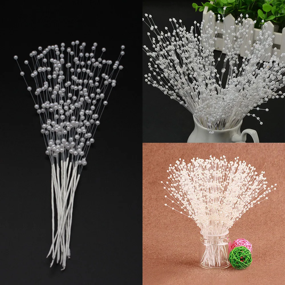 Künstliche Perlen Schleierkraut-Zweige DIY Hochzeitsstrauß Tischdekoration Party Heim Tisch Blumenarrangement Zubehör – Detail 8