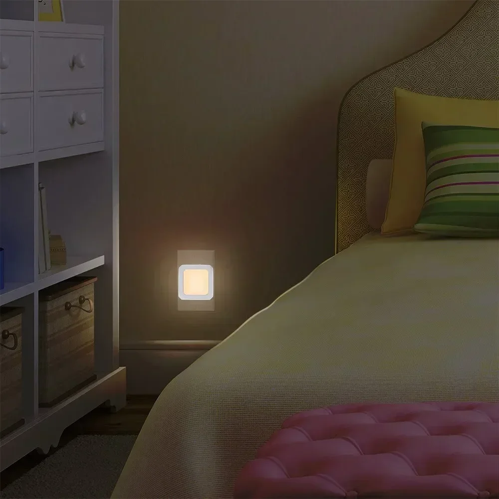 Mini LED Night Lights Plug-in Motion Sensor Light Dimmable Energy Saving Square Lamp for Under Cabinet Kitchen Living Room Aisle