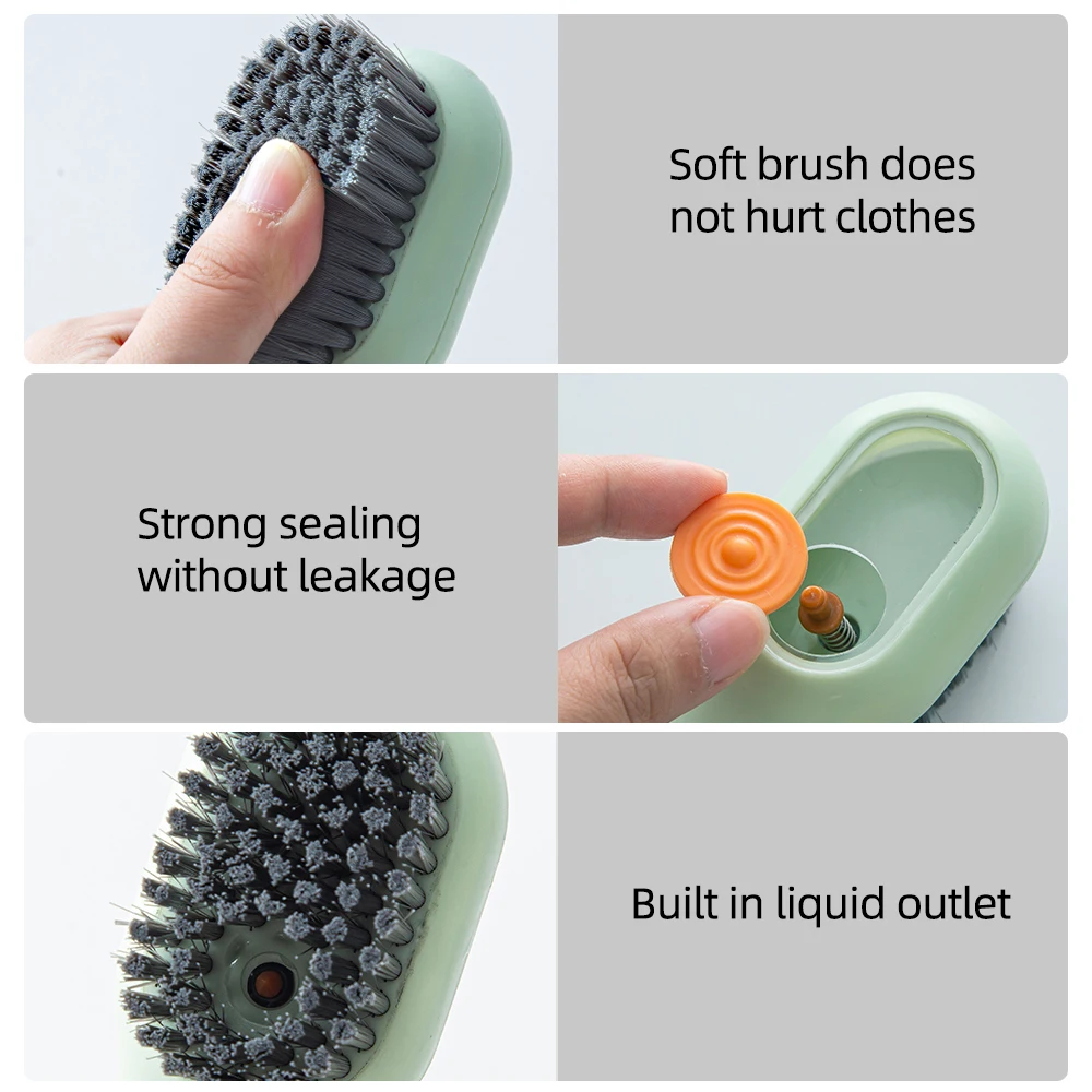 Multifunction Shoe Brush Soft Bristled Liquid Filled Up Wash Shoe Cleaning Tools Clothes Board Clean Kitchen Accessories 1pcs