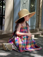 Robe d'été à carreaux colorée pour filles – Jupe trapèze sans manches avec bretelles réglables, style coréen, mode enfant pour les âges 3-8 ans 3