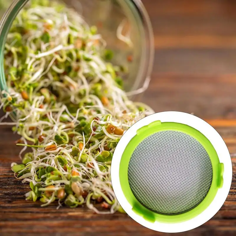 Sprouting Lid Stainless Steel Screen Mesh Cover Wide Mouth Mason Jar Germination Strainer Microgreens Growing Kit