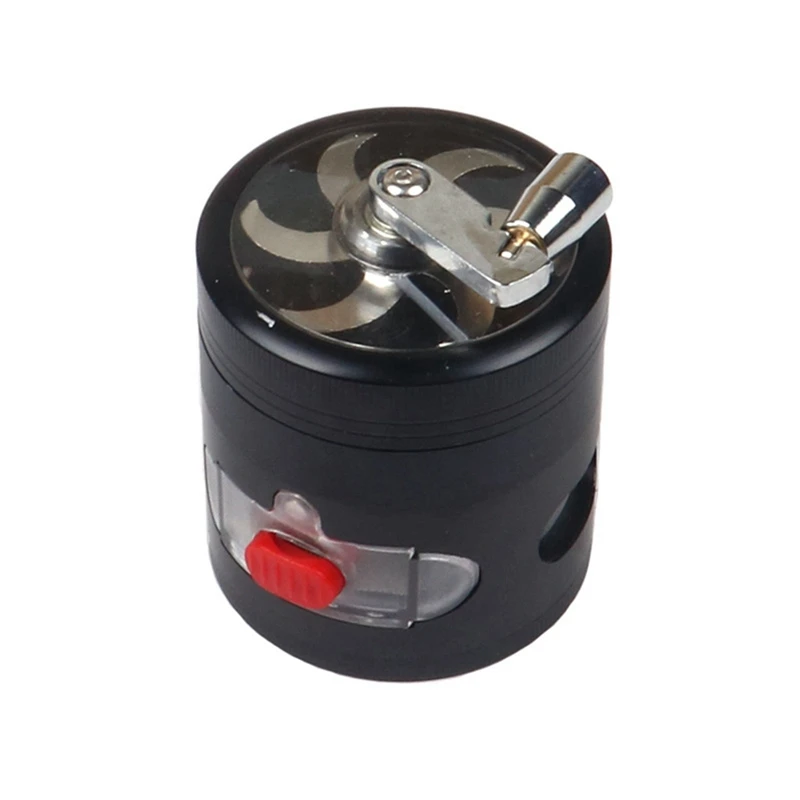 

Metal Smoke Grinder Hand Cranked Clear Top Grinder Smoke Crusher Crusher Crank Pollinator With Drawer Spice Grinder B
