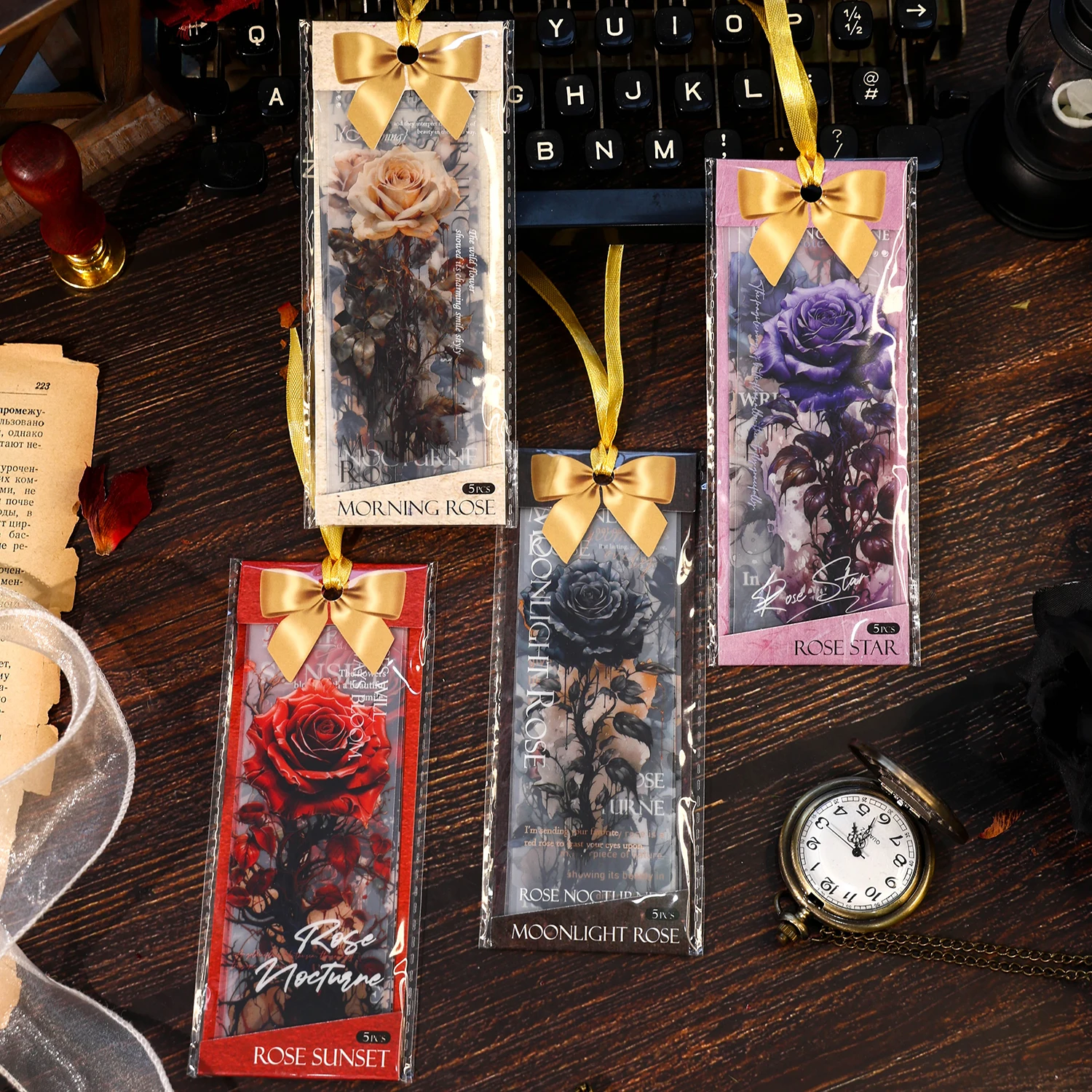 Retro plant Flowers Bookmark Fresh Literature and Art Style 5 pcs Journal Decoration Reading pages Bookmarks gift Stationery floral painting bookmark,bookmarks stationery supplies,retro flower bookmark
