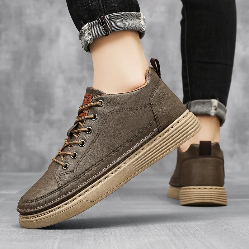 Baskets décontractées en cuir pour homme chaussures confort_voghion.com