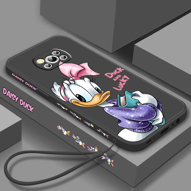 

Daisy Duck Disney Anime For Xiaomi Mi Poco X5 X4 X3 M5 M5S M4 M3 F5 F4 F3 F2 C40 Pro GT NFC 5G Liquid Left Rope Phone Case