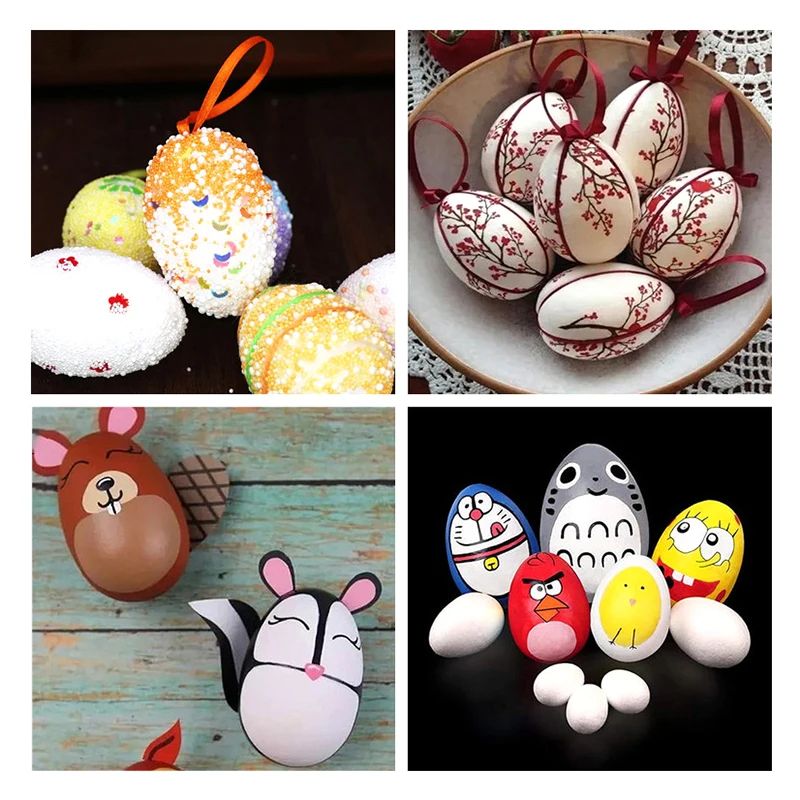 1/10 Stück Bemalbare Oster-Schaumstoffeier DIY Polystyrol Styropor Ostereier Kugel Frohe Ostern Party Deko für Zuhause DIY Kinder Geschenk – Detail 1