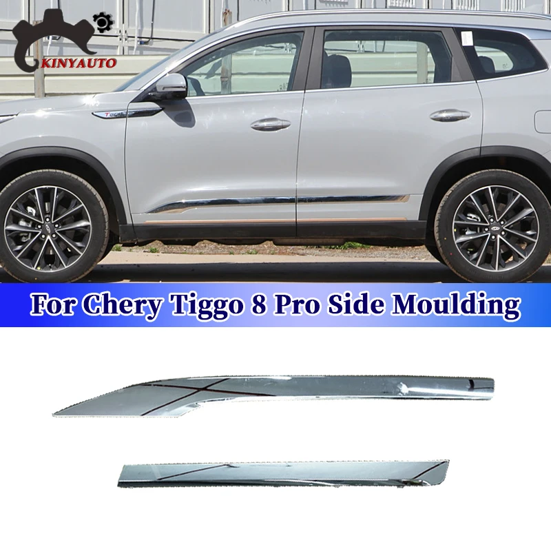 For Chery Tiggo 8 Pro Side Moulding Chrome Front Rear Door Garnish Anti-scratch Strip Trim Protector Plate