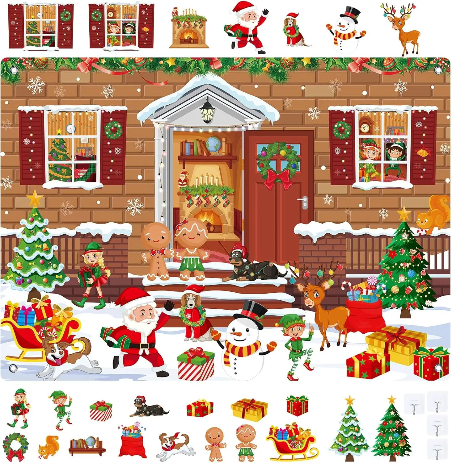 Christmas Felt Story Board Set Detachable Ornaments Wall Decor House Crafts DIY Learning Interactive Play Kit for Holiday Xmas Wool Felting Kit Needle Felt Kit Felt Fabric Sheet Wool Felt Accessories