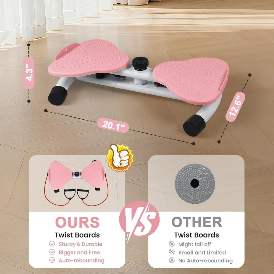 Waist Twister Machine, Ab Twister Board with Resistance Bands - 300 lbs Capacity Home Exercise Equipment for Belly Fat, Core Wor