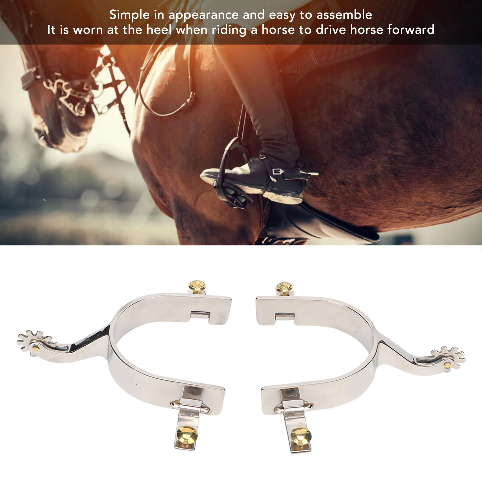 2Pcs Horse Spurs Stainless Steel Western Cowboys Spurs With Rotating Gear For Equestrian Enthusiasts