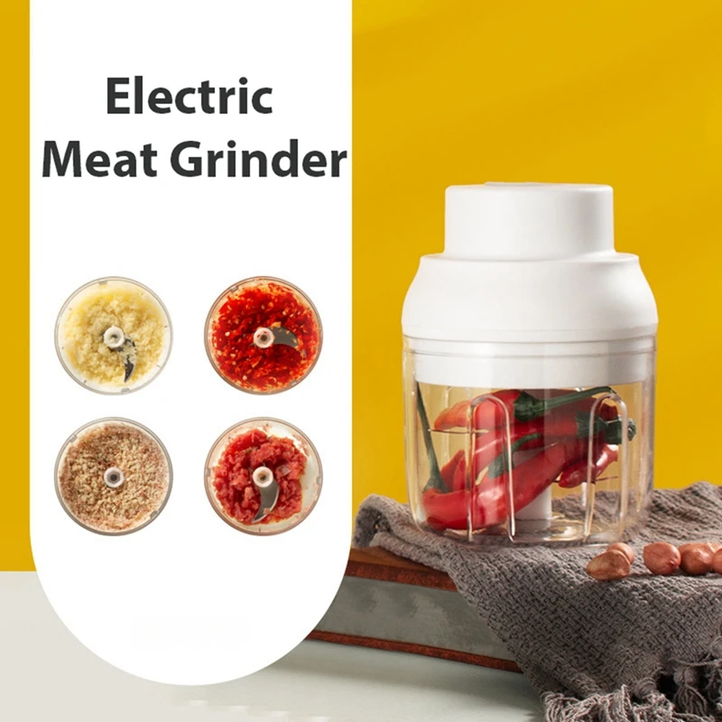 1 Piece Electric Meat Grinder Cooking Machine Household Multifunctional Stirring Chili Stuffing Meat Grinder Masher Food Green