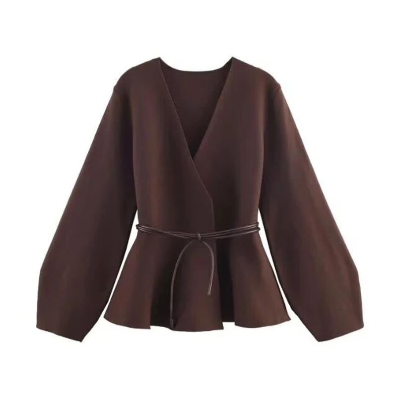 2025 New Women Fashion Stripe Knitted Cardigans Long Sleeve Lapel Short Sweater Cardigan Autumn Winter New Style Knitwear Coat