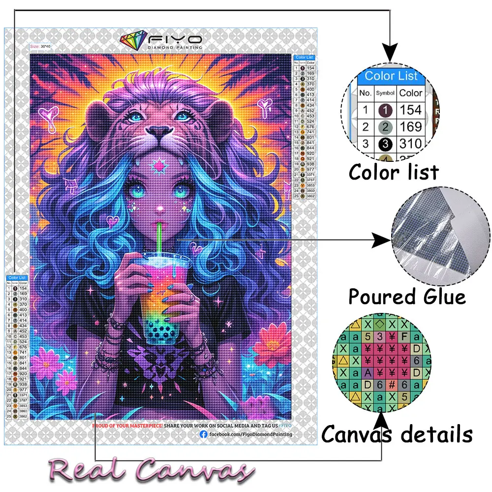 DIY Diamond Painting New 2024 Fantasy Girl Diamond Mosaic Animal Tiger Picture Embroidery Home Decor Cross Stitch Wall Art 3