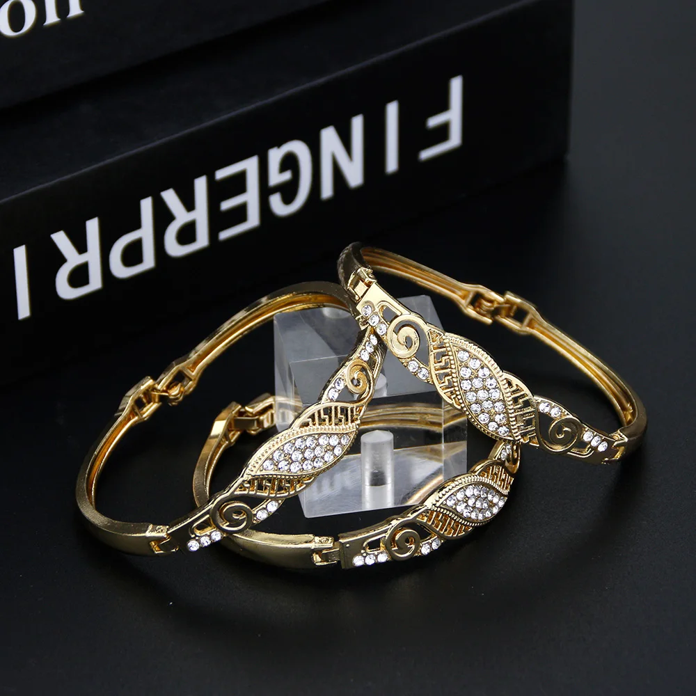 Sunspicems Arabic Thin Bracelet Sets Women Crystal Wrist Bangle Gold Color Bride Wedding Jewelry Morocco Bracelet Festival Gift bangle bracelet crystal bracelets