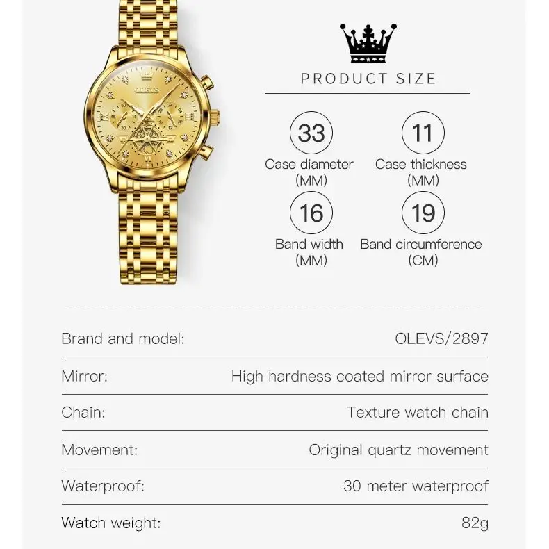 OLEVS Flywheel Skeleton Women Quartz Watch Stainless steel Chronograph Waterproof Luminous Ladies Bracelet Watch for Women Set 5