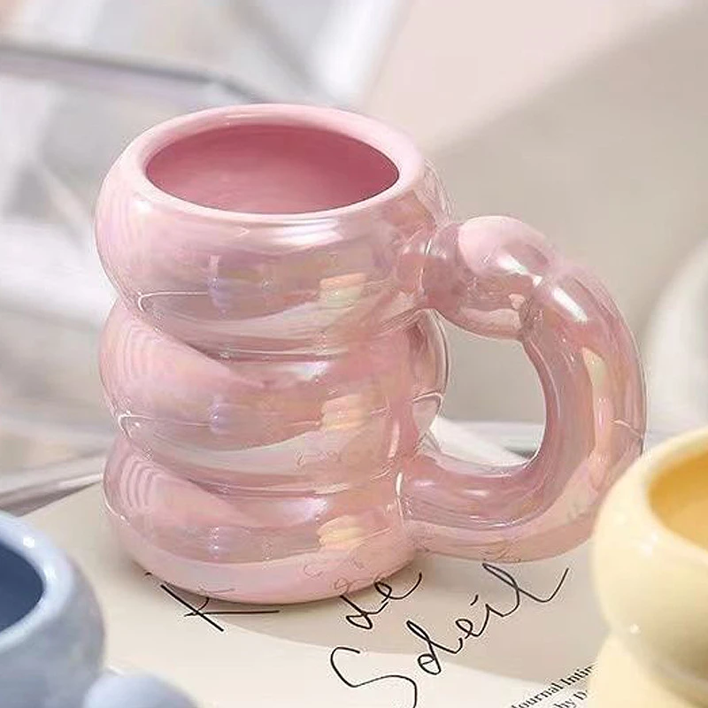 200ML Ceramic Coffee Mugs Cloud Shaped Latte Cup Cute Pink Ceramic Milk Mug  Cups Home Decoration Cafe Accessories - AliExpress