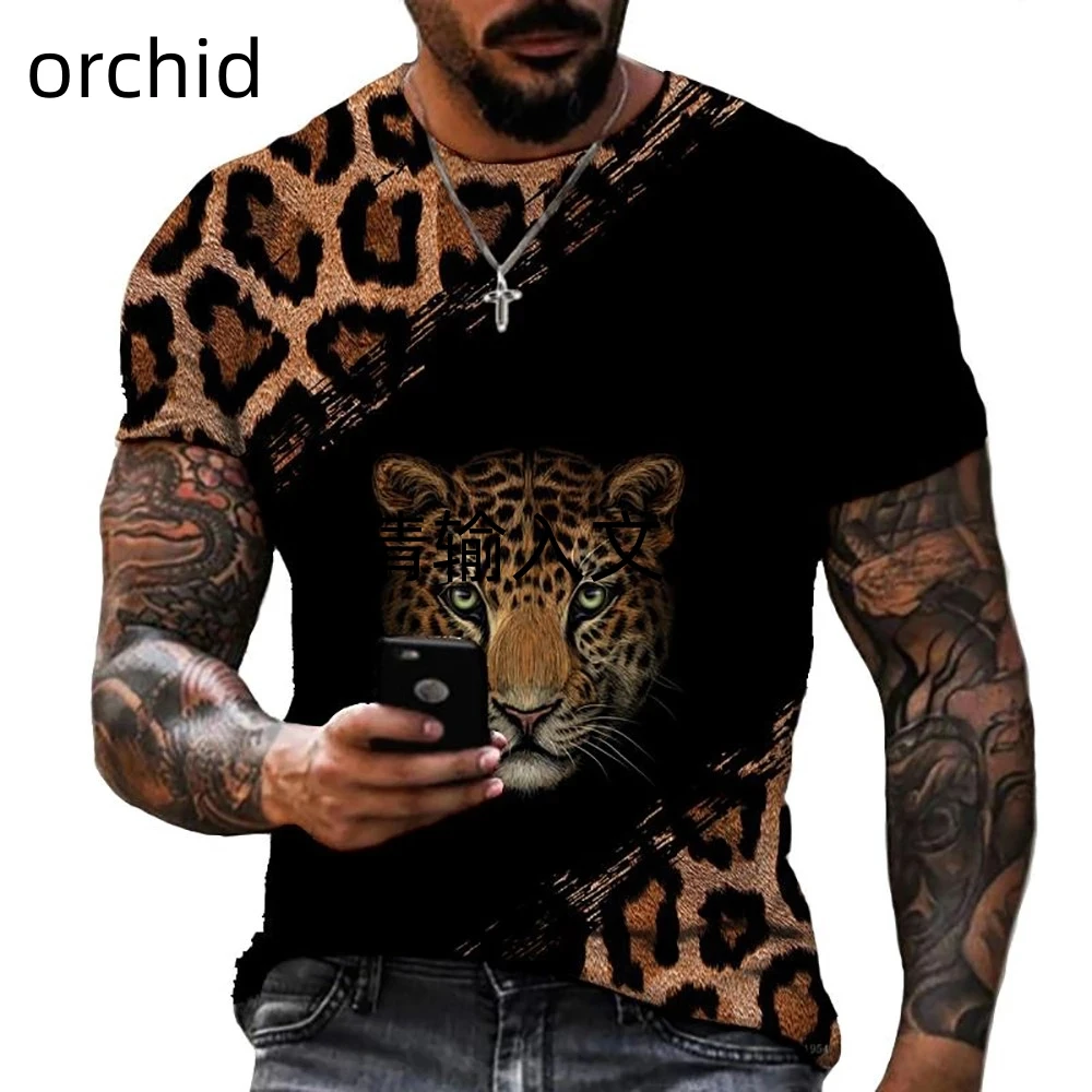 

T-shirt men's 3D animal world printing short-sleeved street clothing, O-neck short-sleeved oversized men's top, outdoor fashion