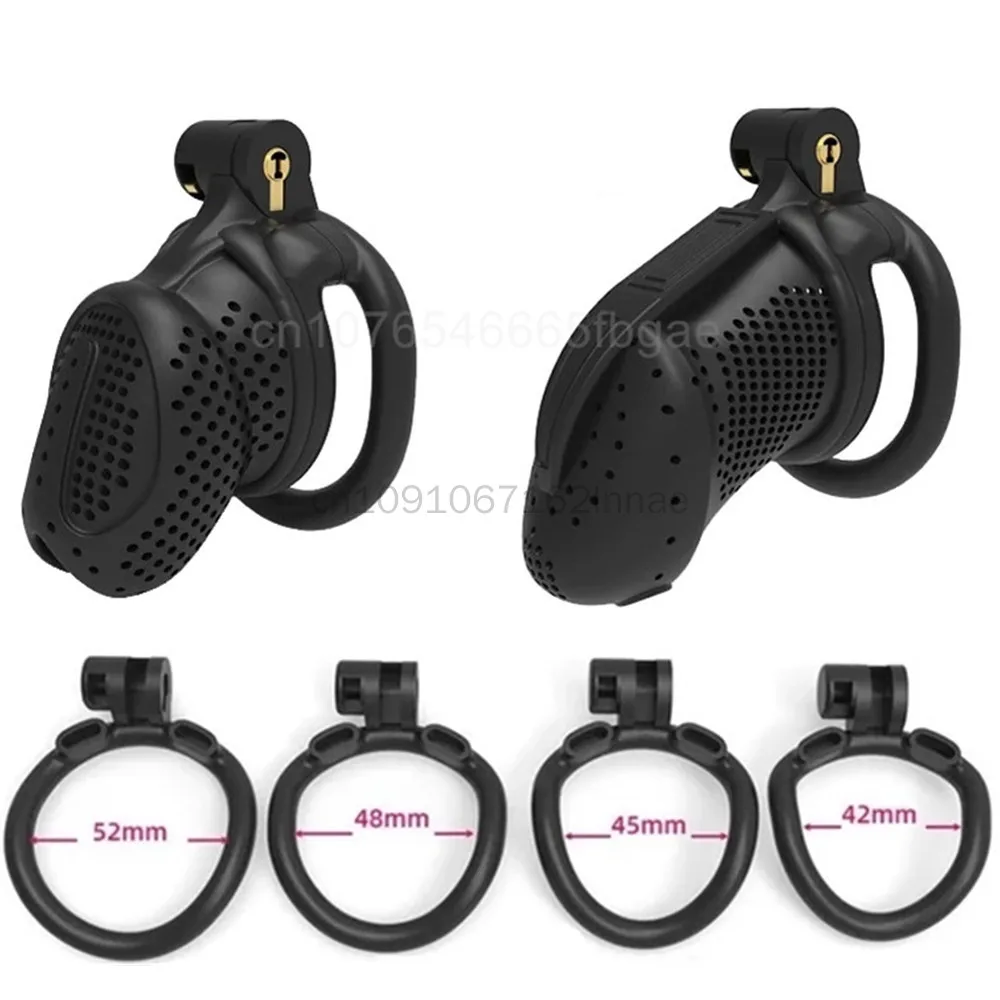 NEW Beehive Male Chastity Device Breathable Cock Cage Erotic Urethral Lock with 4 Penis Rings Bondage Adult Sex Toy for Men