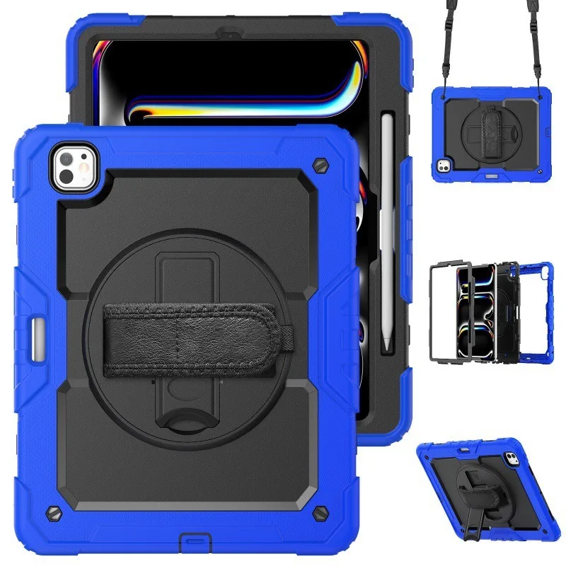 Kickstand Shockproof Case with PET Screen Protector and Shoulder Strap