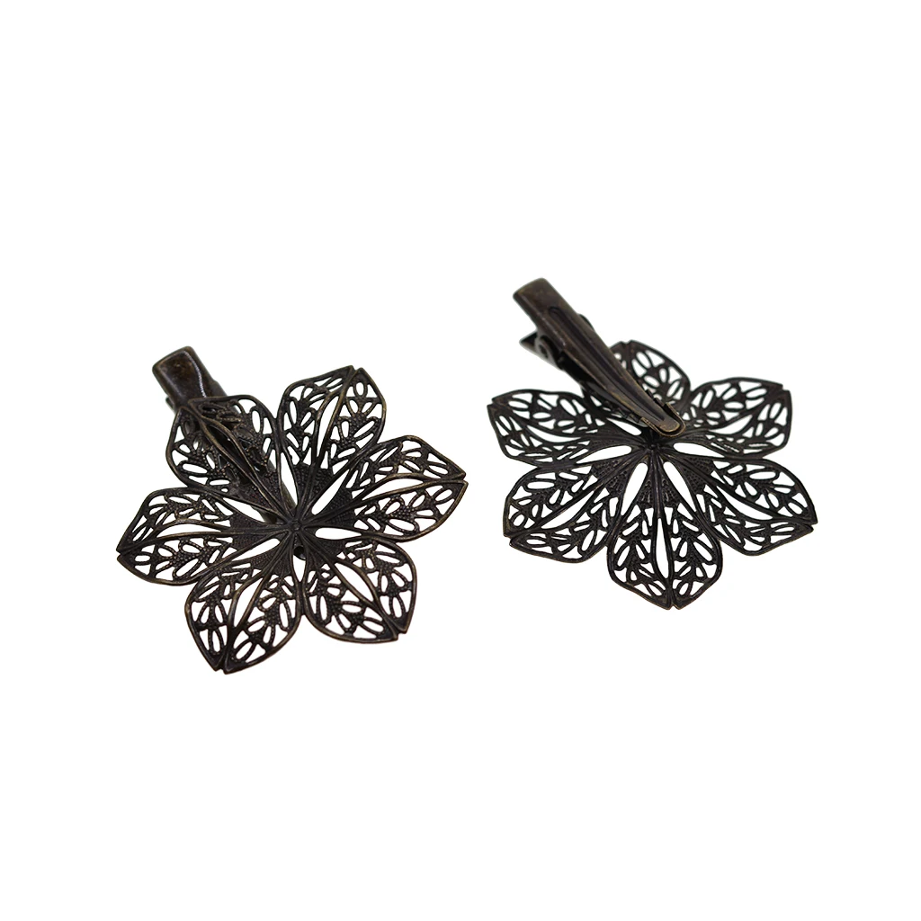 빈티지 앤티크 청동 헤어 클립, 꽃 패턴 헤어웨어, 선조 헤어 액세서리, 소녀 또는 여성용 헤어클립, 10 X